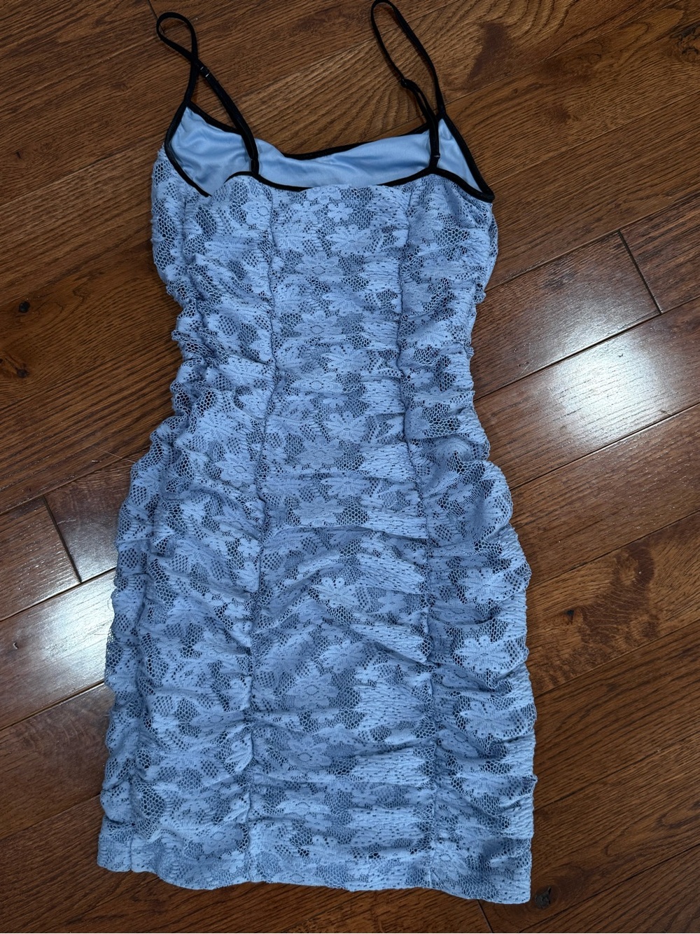 Urban Outfitters Lace Ruched Spaghetti-Strap Dress - Light Blue